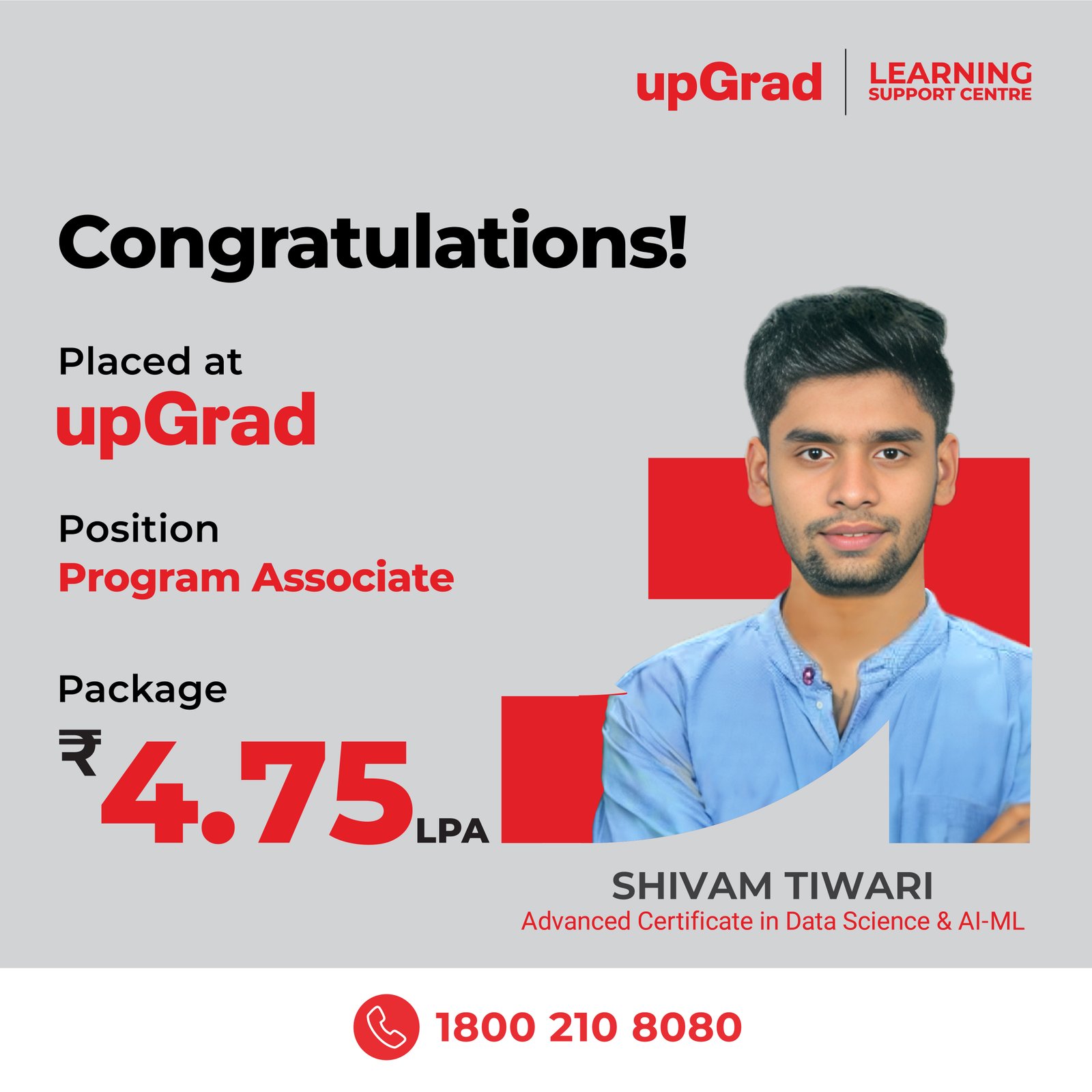 SHIVAM TIWARI placed at upGrad.